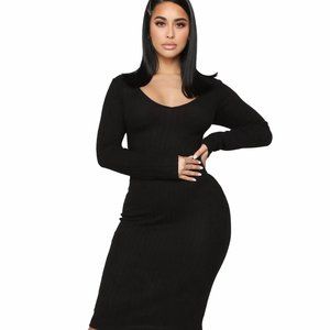 Fashion Nova For The Thrill Of It Midi Dress - Black